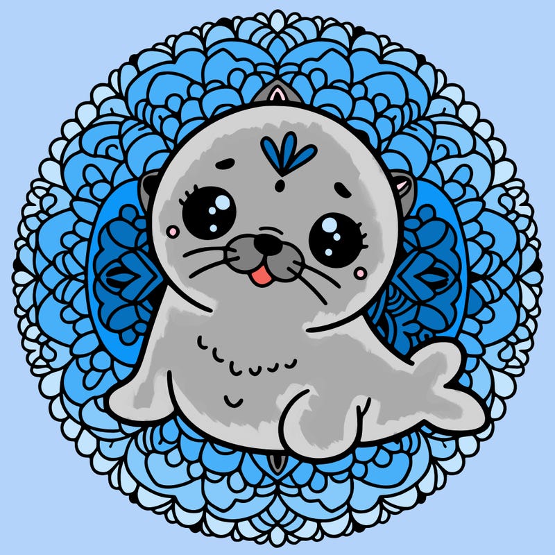 a cute baby seal mandala