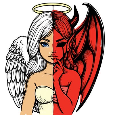 realistic angel half demon