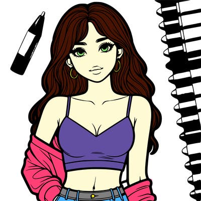 realistic girl in crop top