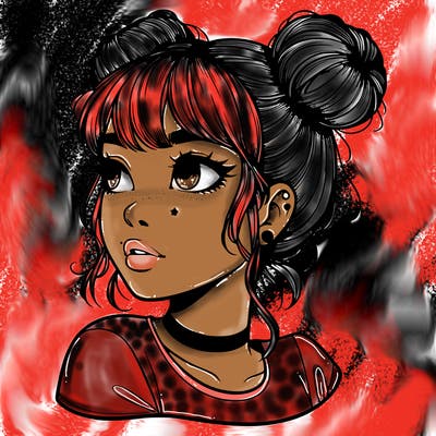 realistic girl with spacebuns