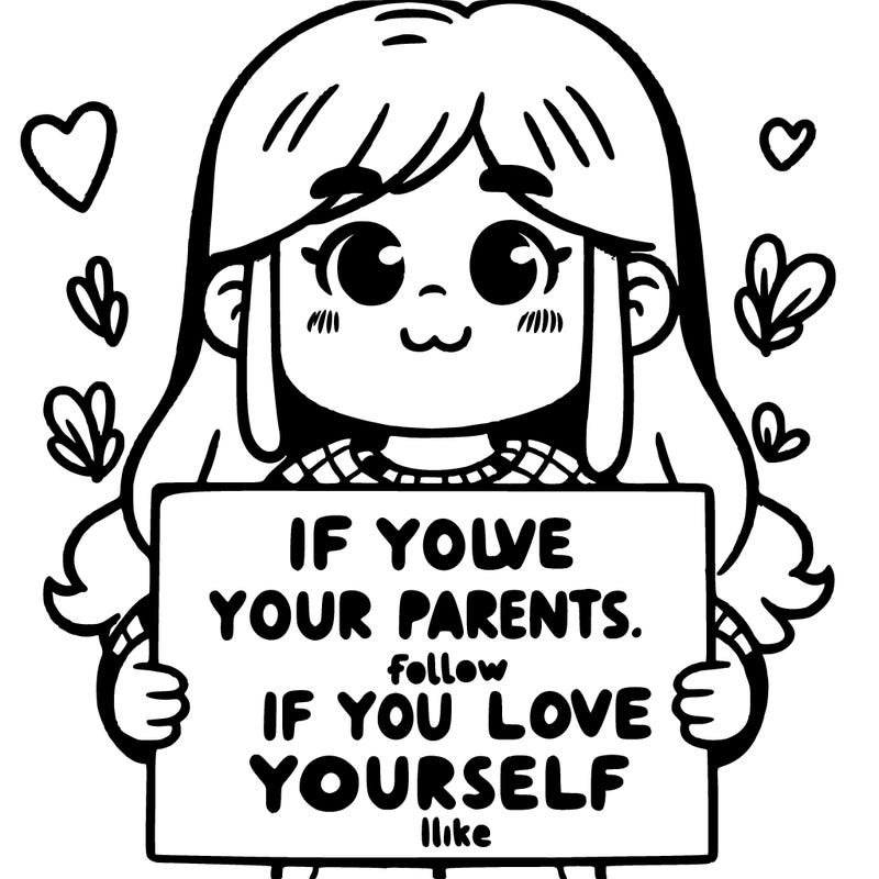 girl holding a sight that says if you love your parents follow . if you love yourself like