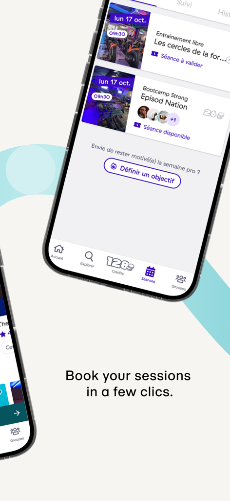 Interface for booking sports sessions in the Wellpass app