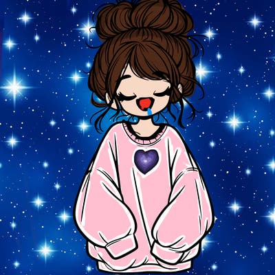 girl with baggy sweatshirt and messy bun