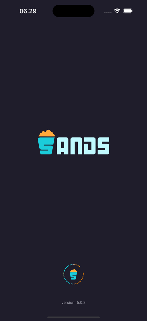 SANDS-Movie - SANDS Movie splash screen showing the app logo and a loading indicator