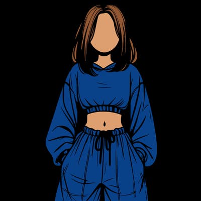 realistic girl faceless with baggy pants and a crop top