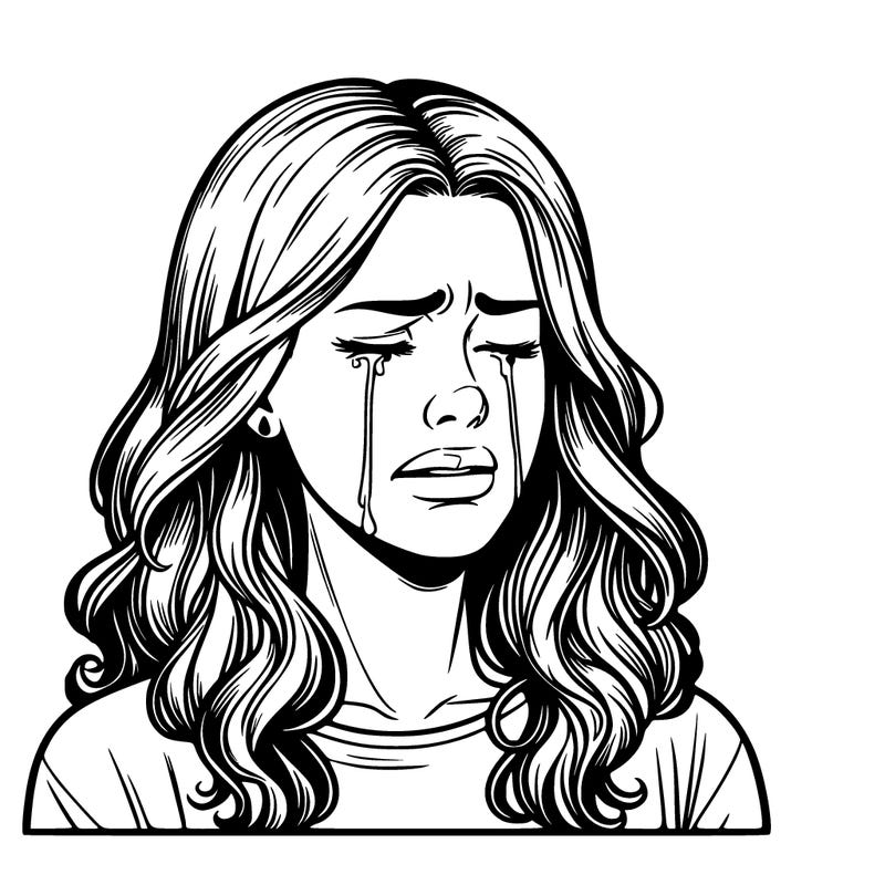 a woman crying realistic