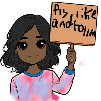 realistic girl holding up a sign