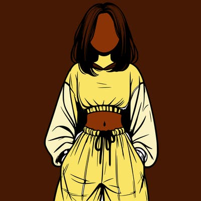 realistic girl faceless with baggy pants and a crop top