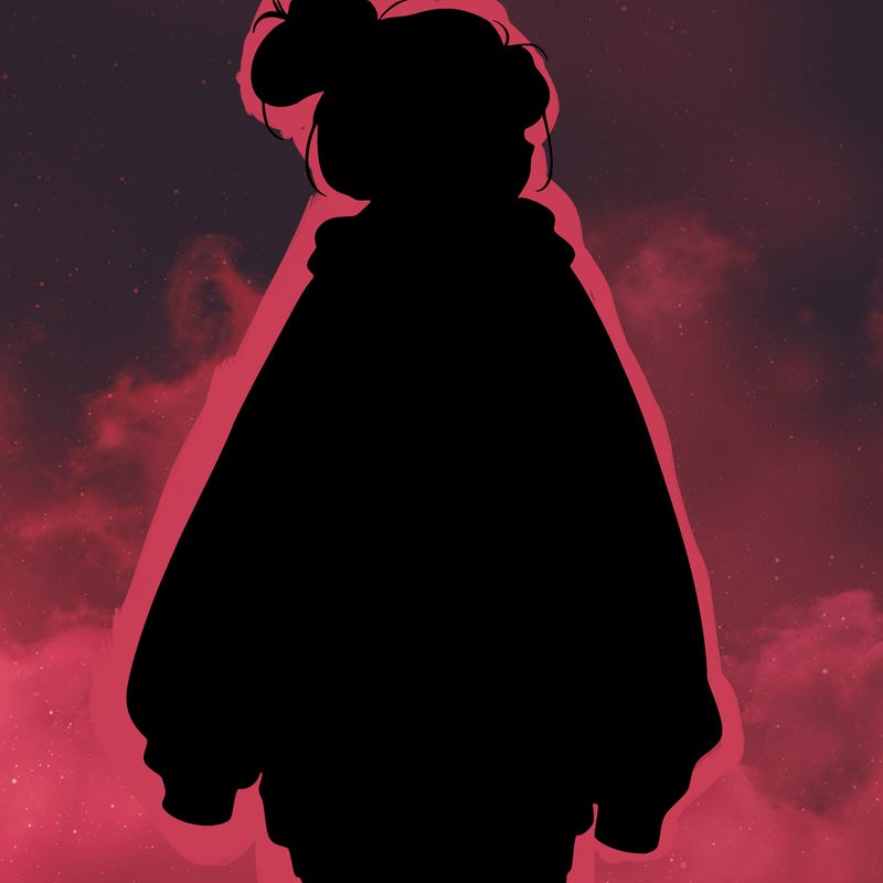 realistic girl with a oversized sweatshirt on and a bun