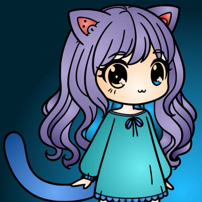 girl with cat ears and tail