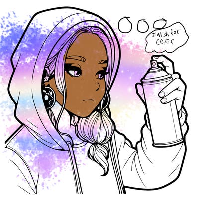 a realistic girl, spray painting