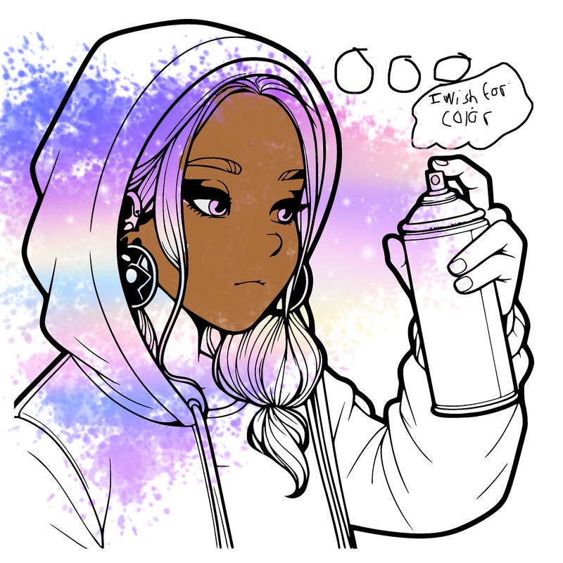 a realistic girl, spray painting