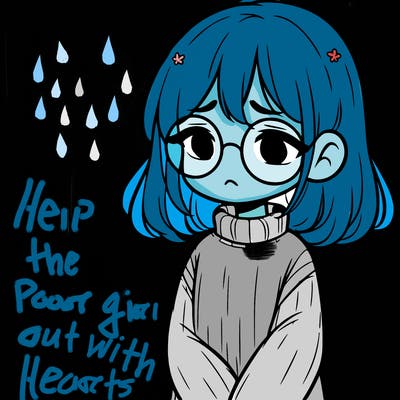 sad girl with glasses in a sweater