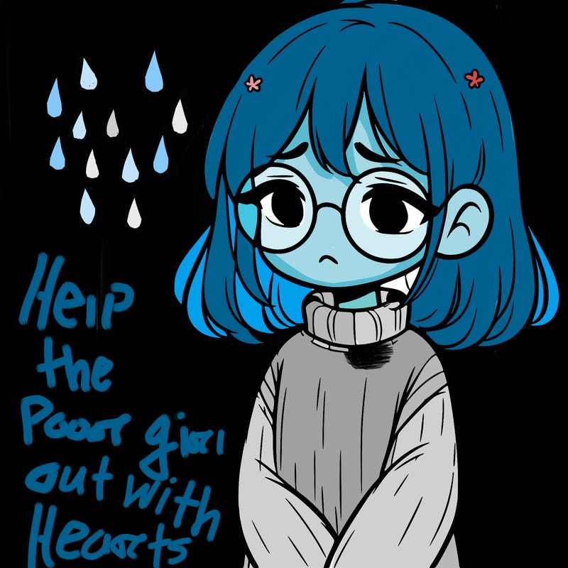 sad girl with glasses in a sweater