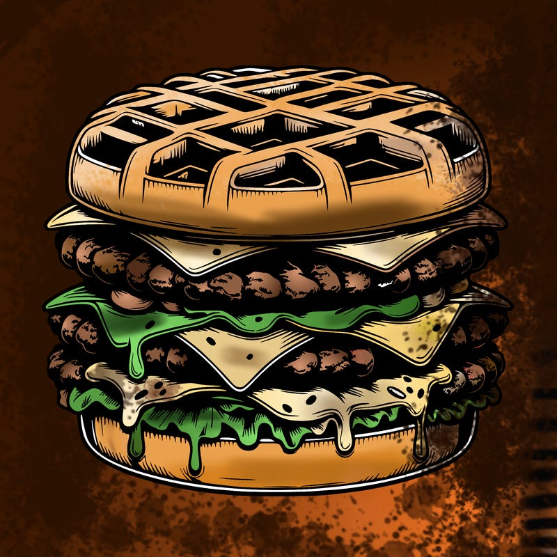 realistic waffle burger