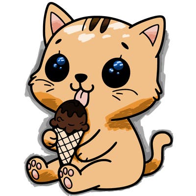 cat eating ice cream