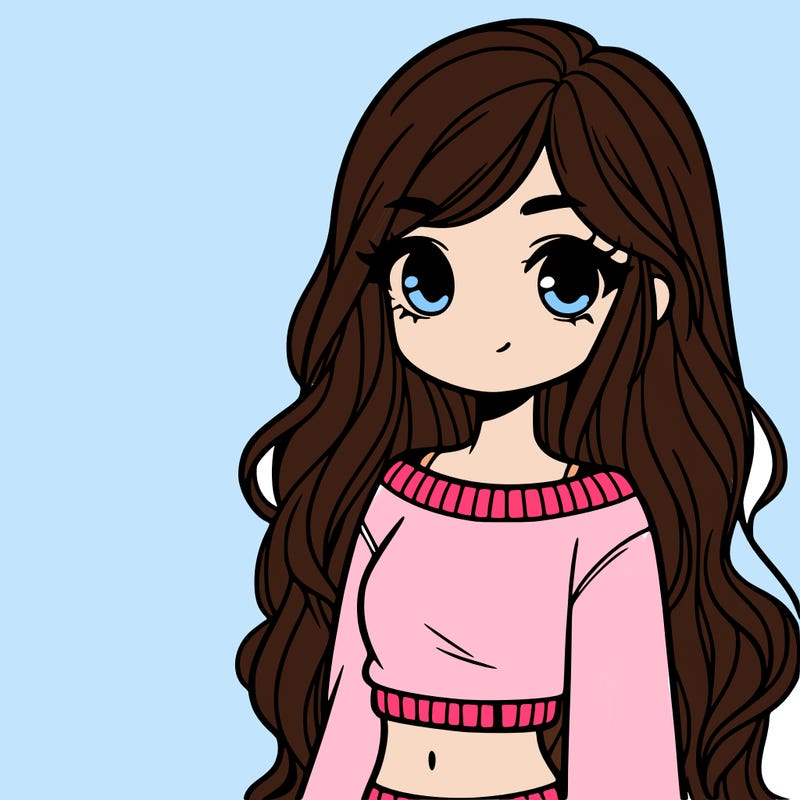 girl with long hair and a crop top with a sweater