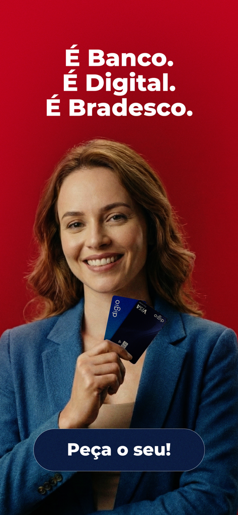 Smiling woman holding Digio credit cards from Bradesco digital bank