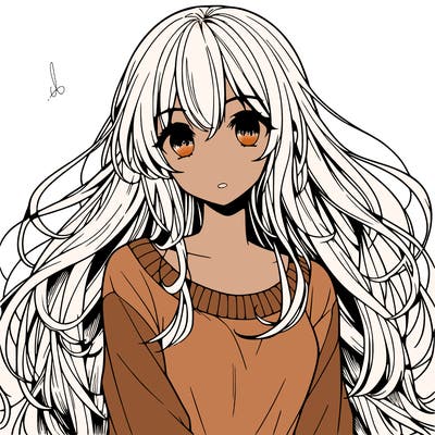 anime girl with long beautiful hair