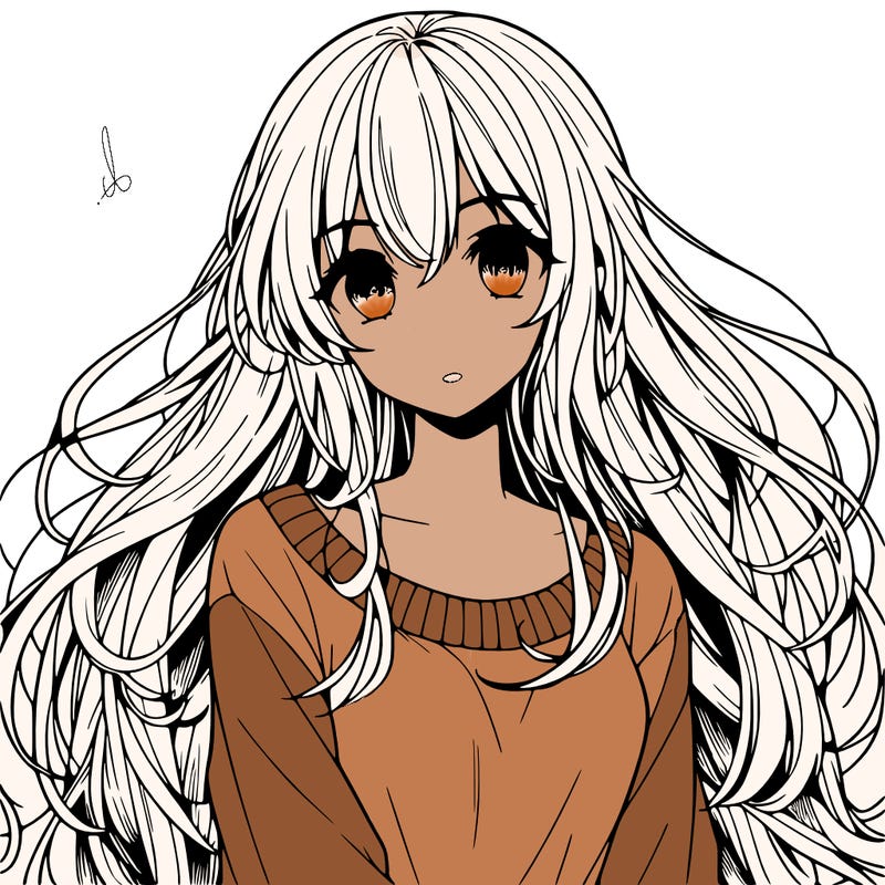 anime girl with long beautiful hair