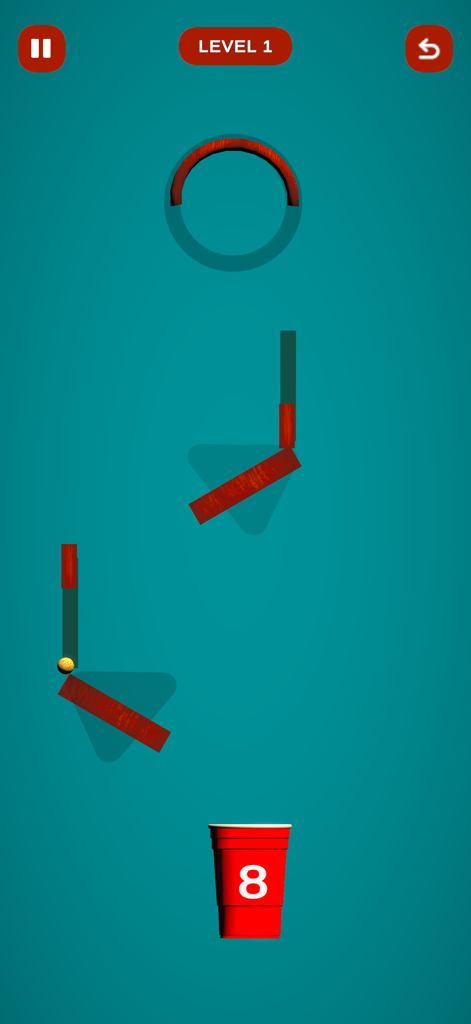 Crazy Popcorn Catch - Captura de pantalla del juego del nivel uno de Crazy Popcorn Catch que muestra un grano de palomitas y obstáculos rojos