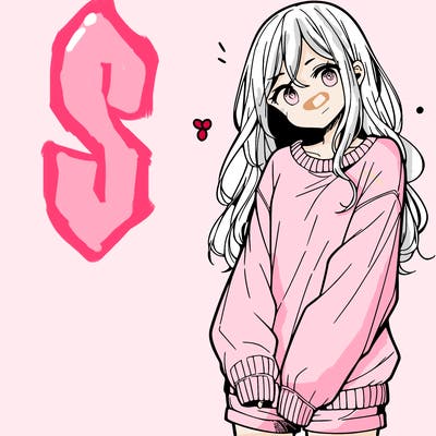 manga teen girl  in a sweater and baggy pants
