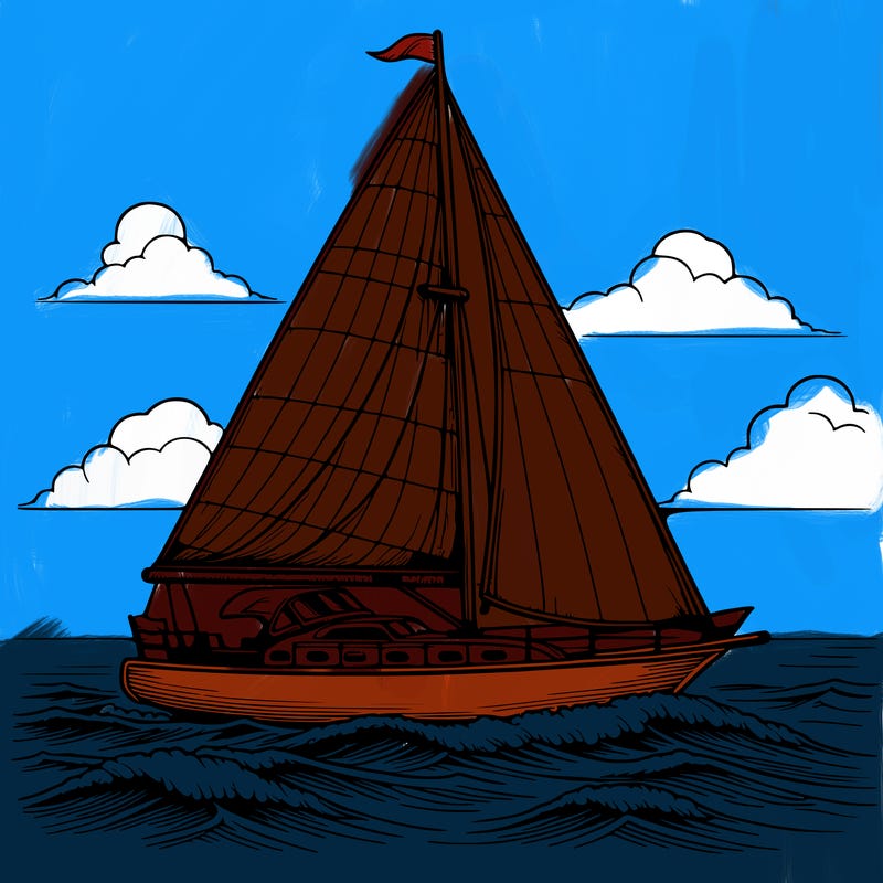 a sailboat sailing in the ocean, realistic style