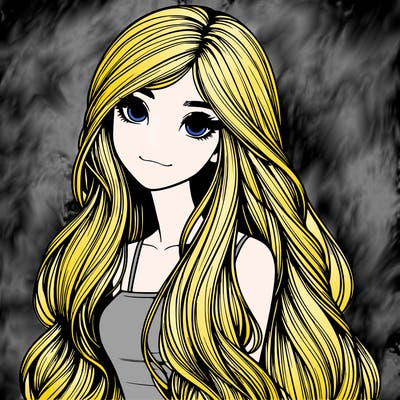 realistic girl with long hair