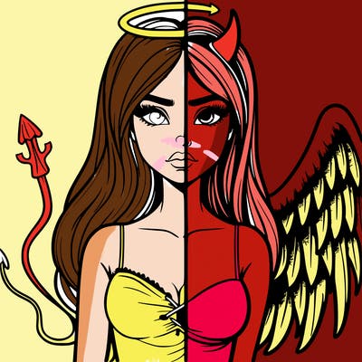 devil vs angel realistic girl