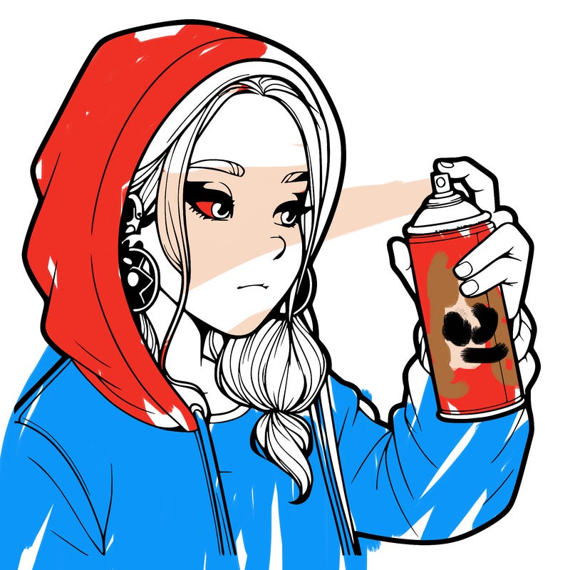 a realistic girl, spray painting