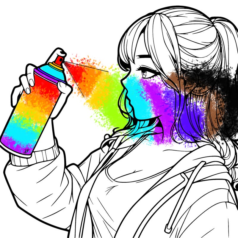 a realistic girl spray, painting