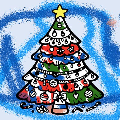 christmas tree with lots of details