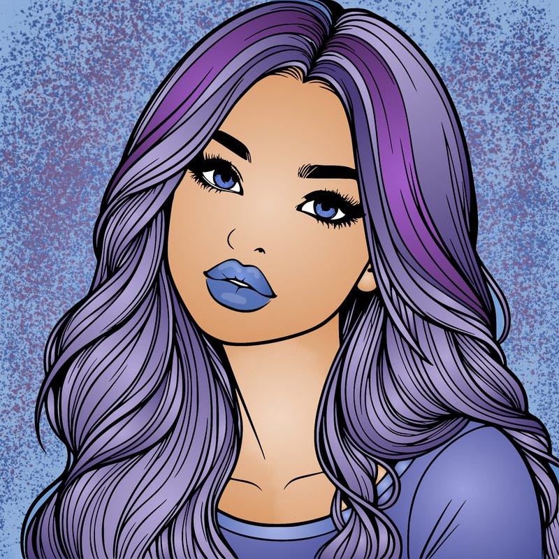 realistic girl with hair on her hair and lips