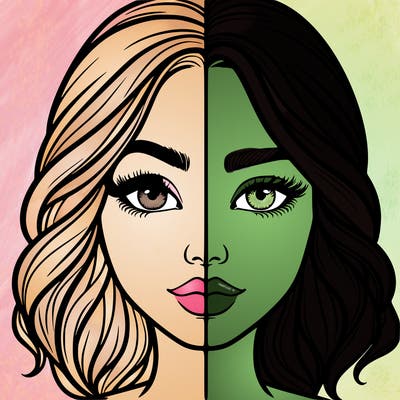 realistic girl split half