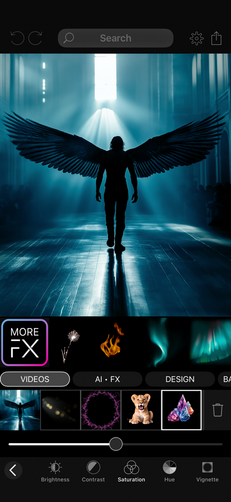 Plotaverse app interface for editing cinematic photo animations with AI effects