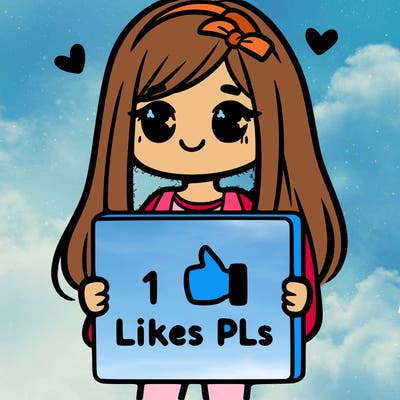 girl holding a sign saying 10 likes pls