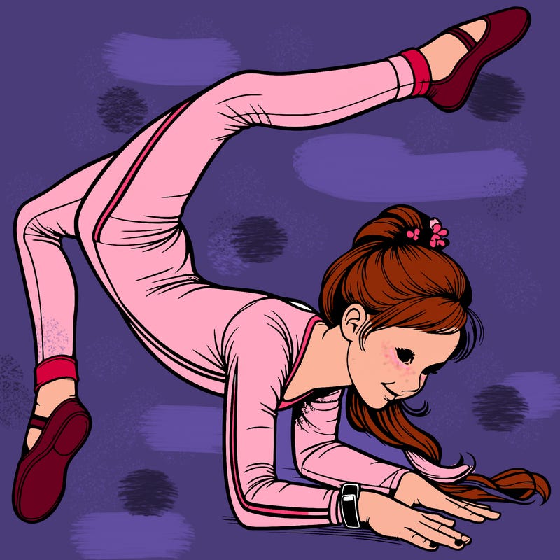realistic girl doing gymnastics