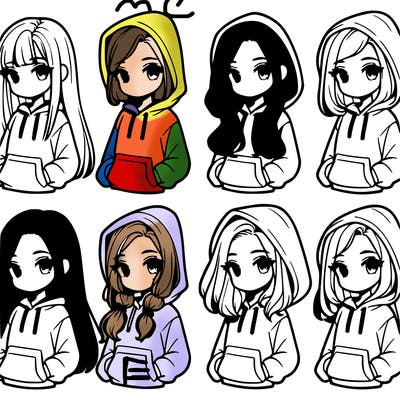 6 girls wearing hoodies