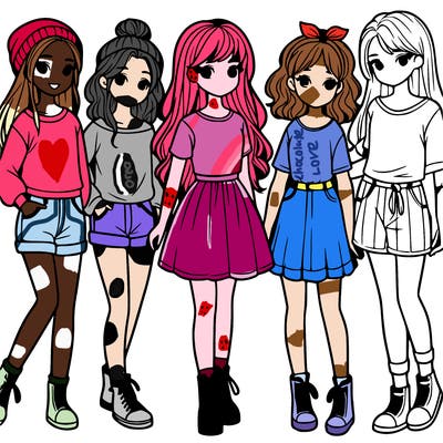 a group of five girls