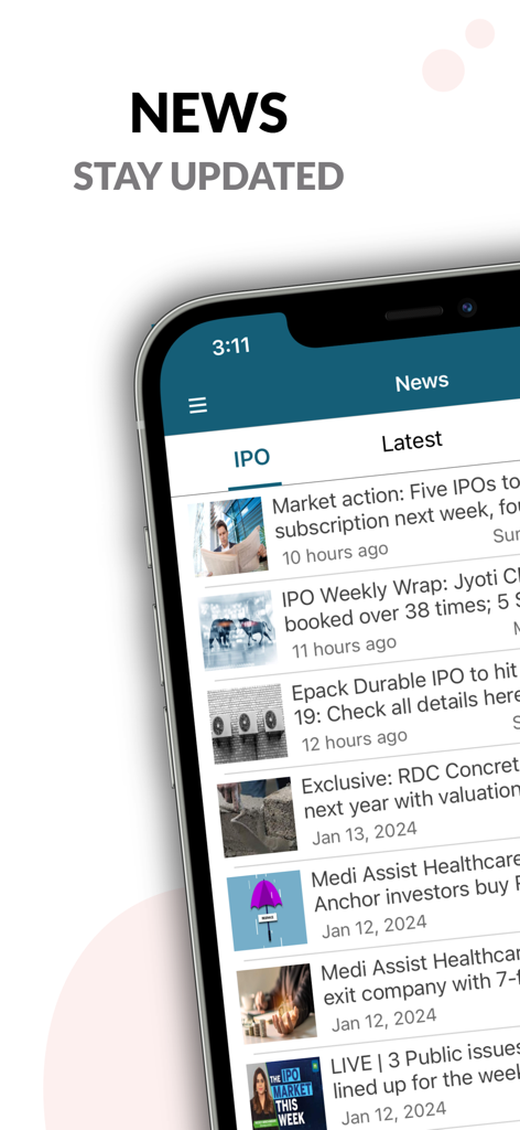 IPO Market GMP Allotment News - Mobile app screen showing the latest Indian IPO market news and investment updates