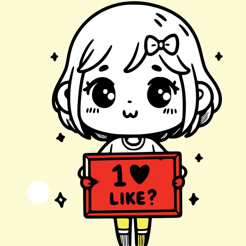 a cute girl with a sign that says 1 like?