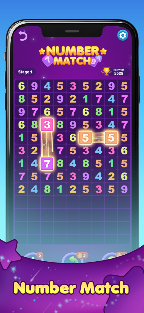 Number Match : Ten Pair - Gameplay of Number Match Ten Pair logic puzzle showing number combinations on a purple board