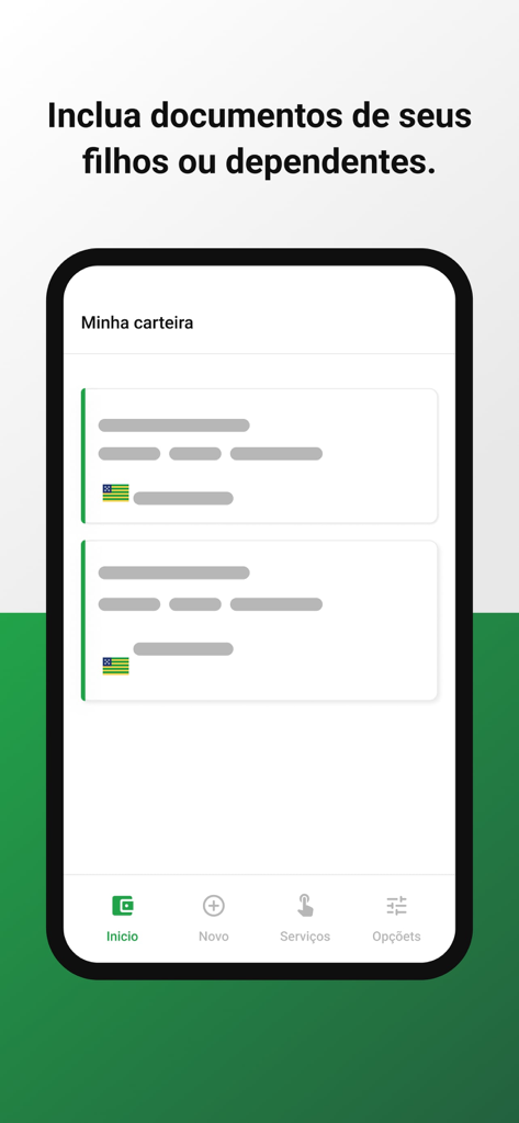 RG Nacional GO - RG Nacional GO app digital wallet showing dependent document management