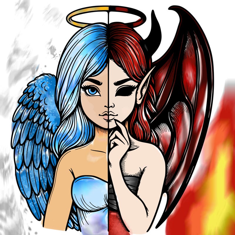 realistic angel half demon