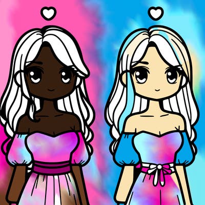 girl with long hair and another with short hair