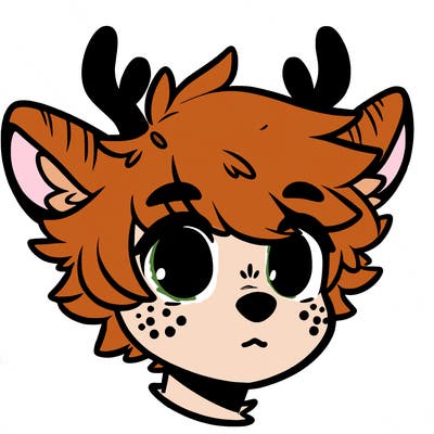 a humanoid deer with soft fluffy ears