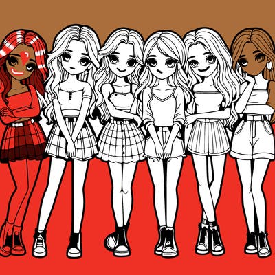 a group of girls realistic