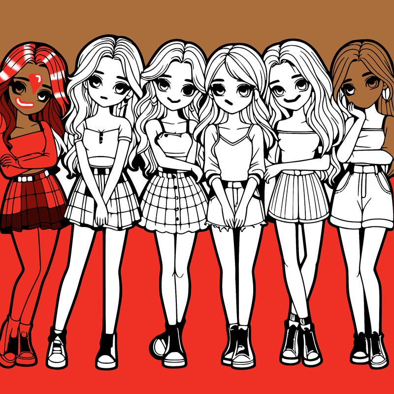 a group of girls realistic