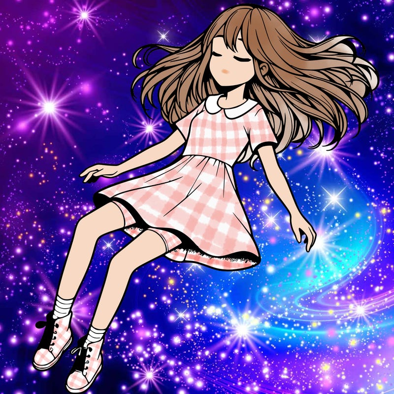 realistic girl floating