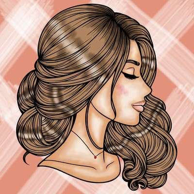 realistic woman's head & hair